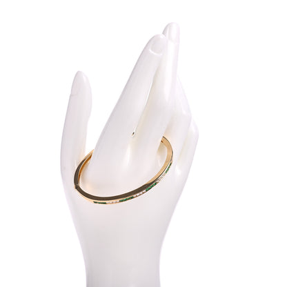 Tiffany 18K Yellow Gold Diamond Emerald Bangle Bracelet 2 of 4