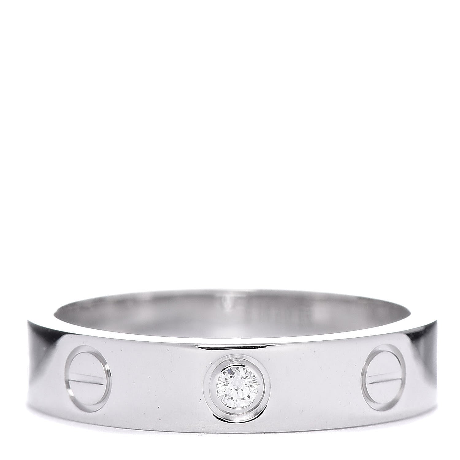 Cartier 18K White Gold Diamond 4mm LOVE Wedding Band Ring 49 5 1 of 4