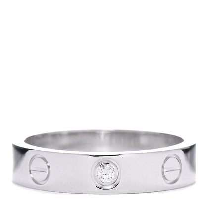 Cartier 18K White Gold Diamond 4mm LOVE Wedding Band Ring 49 5 1 of 4