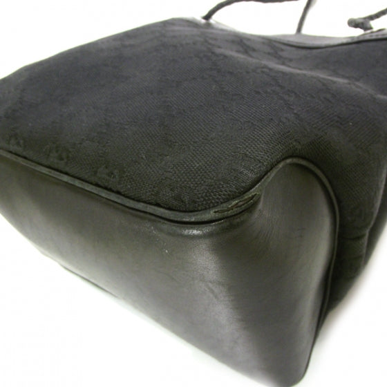 Canvas Monogram Woven Handle Tote Black