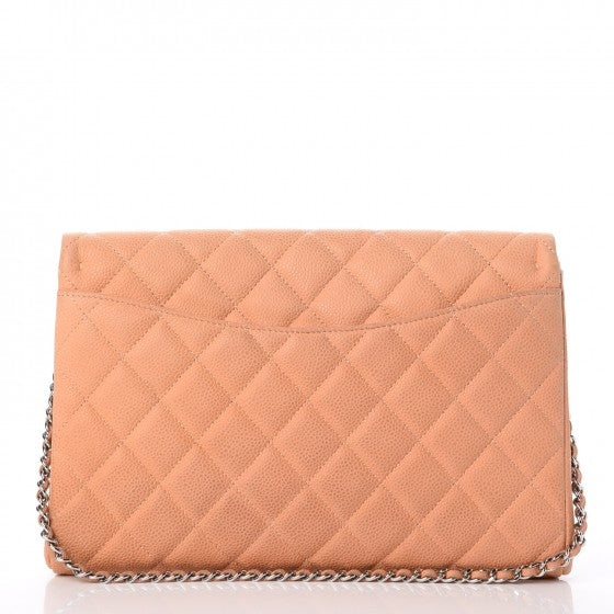 Chanel Iridescent Caviar Clutch with Chain Flap Beige 4 of 9
