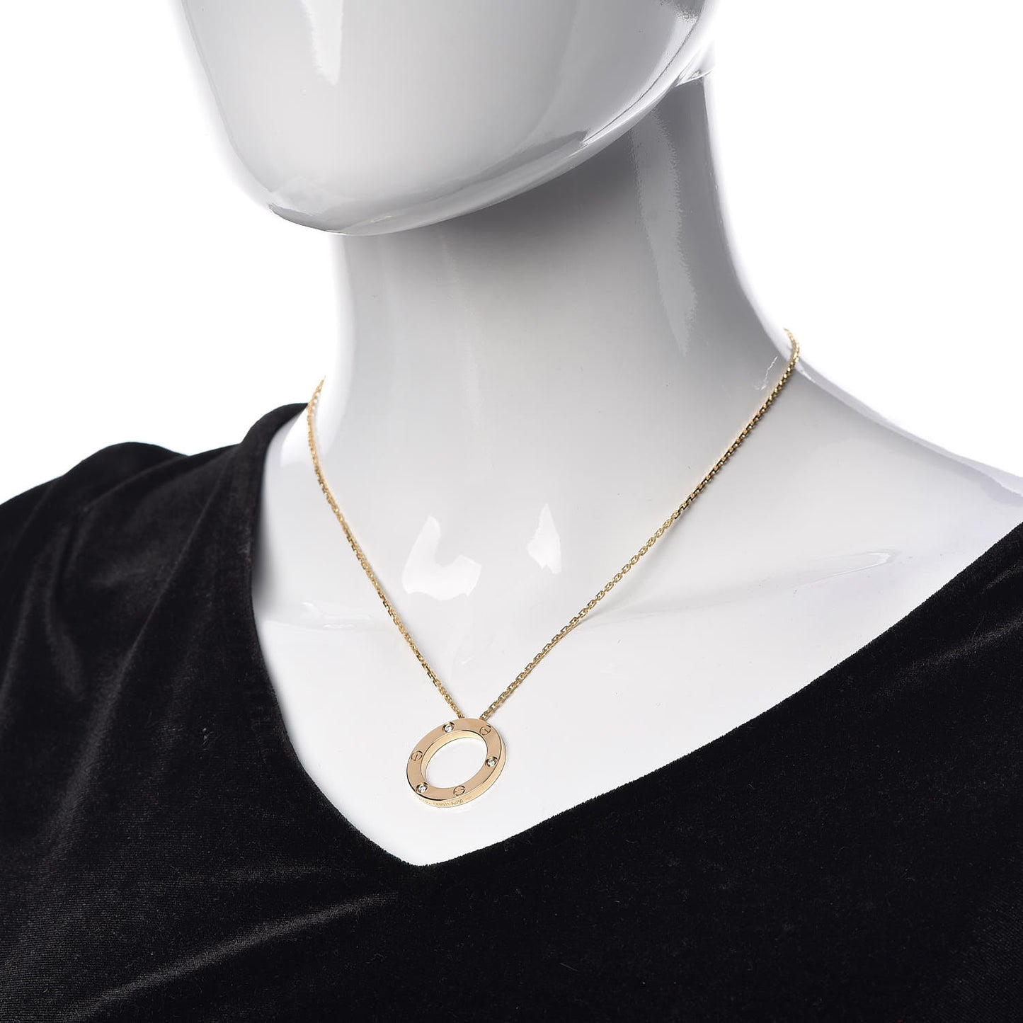 18K Yellow Gold 3 Diamonds LOVE Pendant Necklace