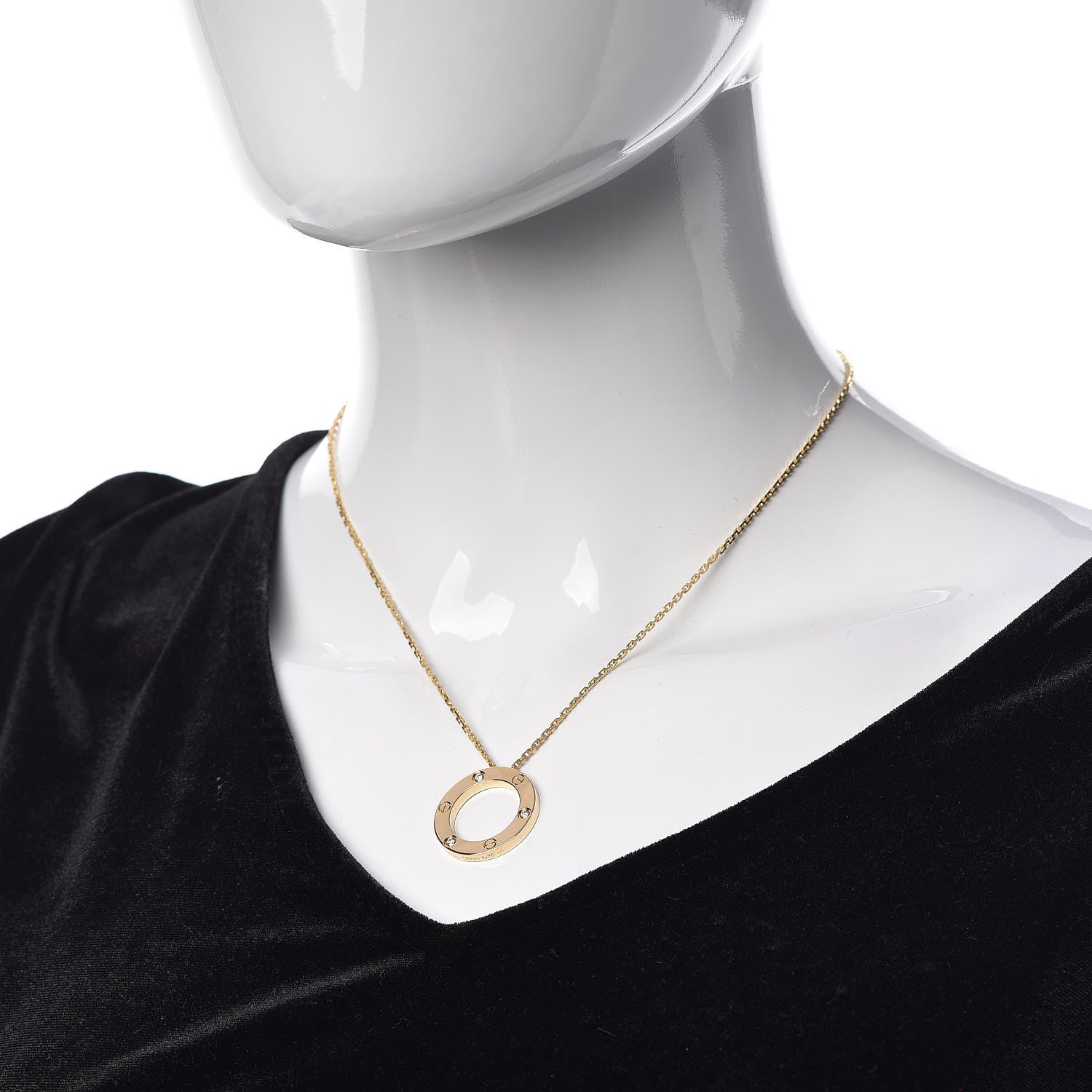 Cartier 18K Yellow Gold 3 Diamonds LOVE Pendant Necklace 2 of 6