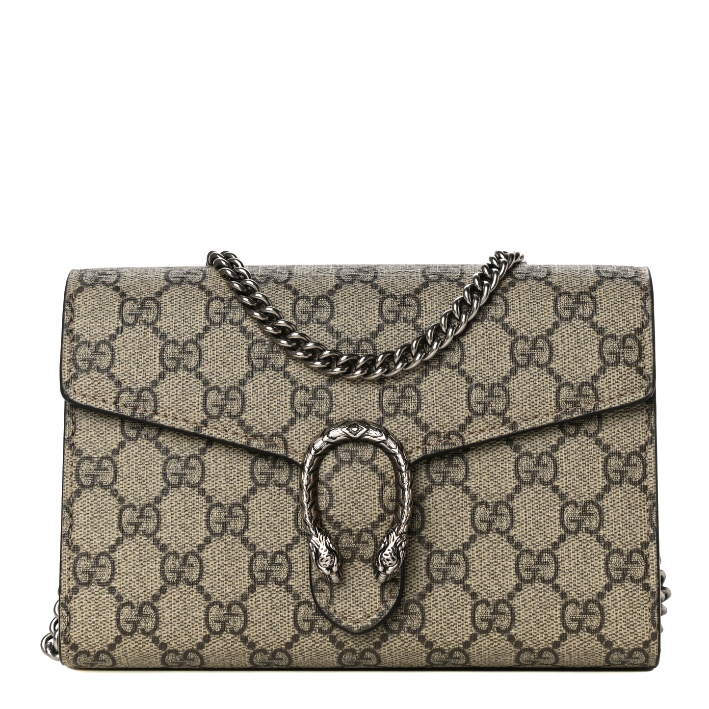 GG Supreme Monogram Mini Dionysus Chain Wallet Beige Taupe