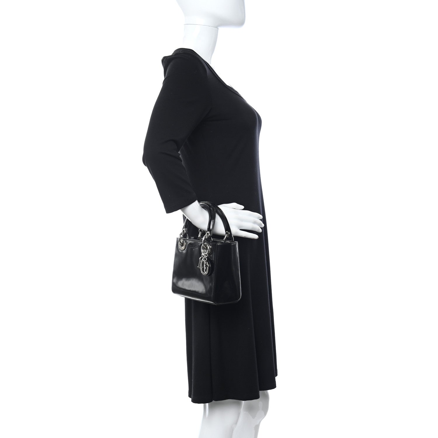 Christian Dior Glazed Calfskin Mini Lady Dior Black 2 of 10