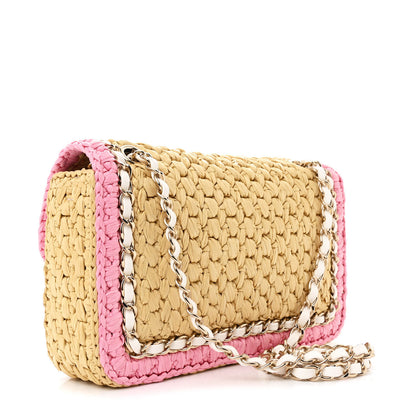 Chanel Raffia Chain Venice Beach Flap Bag Beige Pink 3 of 13