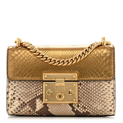 Gucci Snakeskin Small Padlock Shoulder Bag Gold Beige Pink 1 of 13
