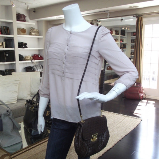 Woven Leather Shoulder Bag Ebano