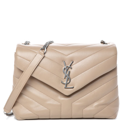 Saint Laurent Calfskin Y Quilted Monogram Small Loulou Chain Satchel Dark Beige 1 of 11