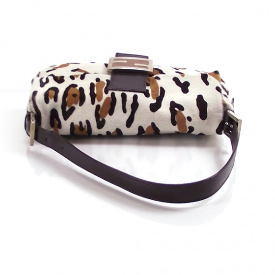 Fendi Calf Hair Leopard Print Baguette White Brown 4 of 10