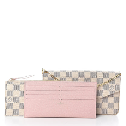 Louis Vuitton Damier Azur Pochette Felicie Chain Wallet Rose Ballerine 2 of 8
