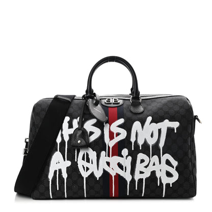 Gucci X BALENCIAGA BB Monogram Web Graffiti Medium Ophidia Carry-On Duffle Bag Black 1 of 9