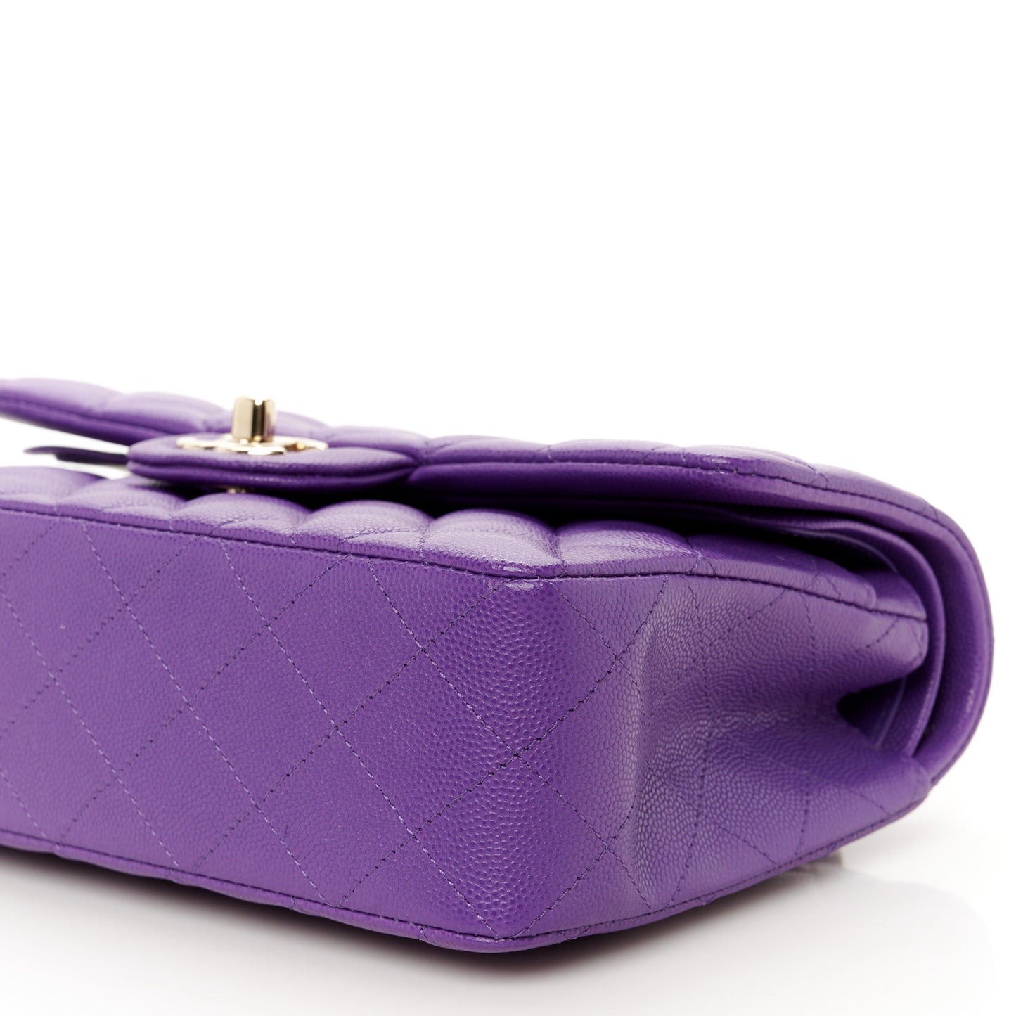 Caviar Quilted Small Double Flap Purple