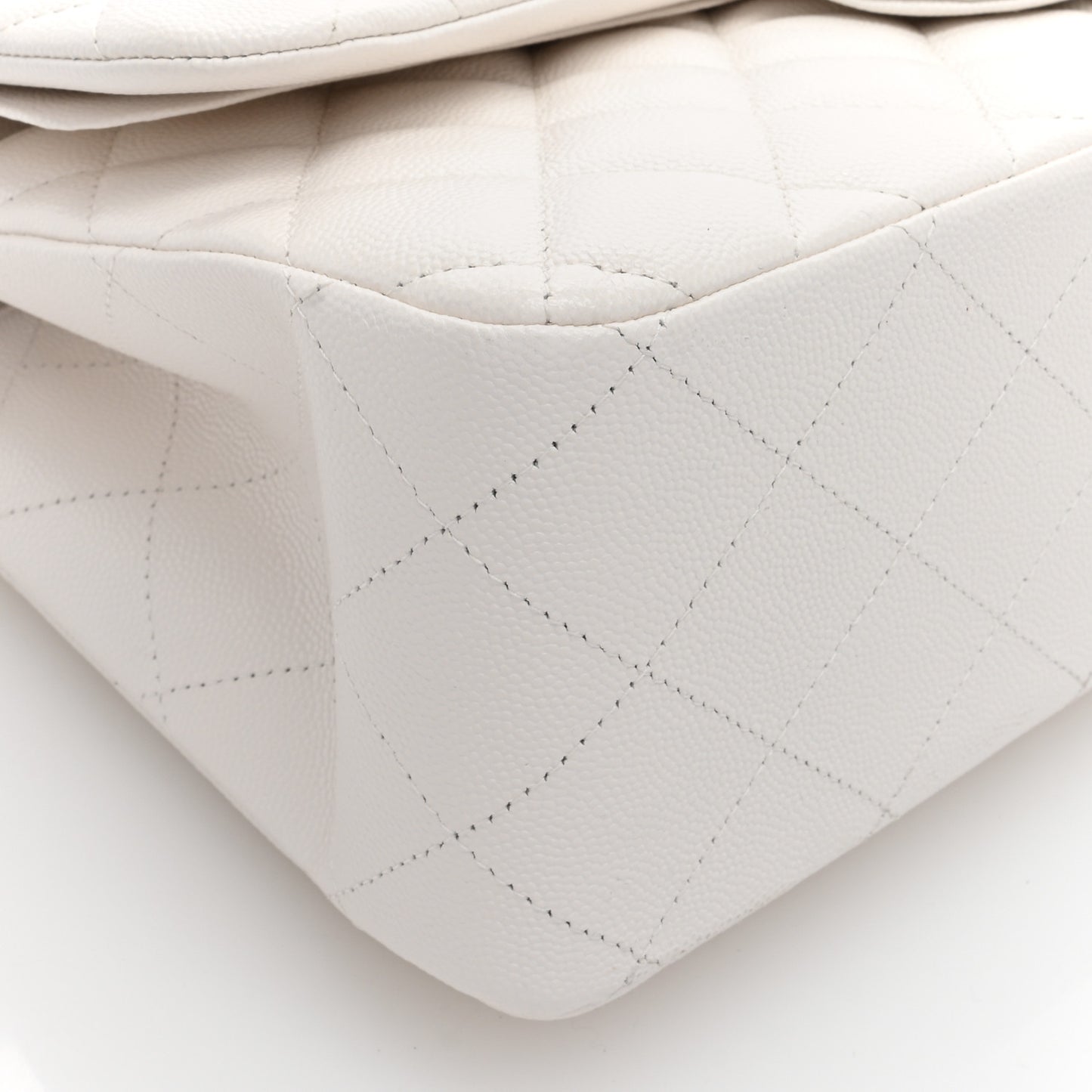 Caviar Quilted Jumbo Double Flap White