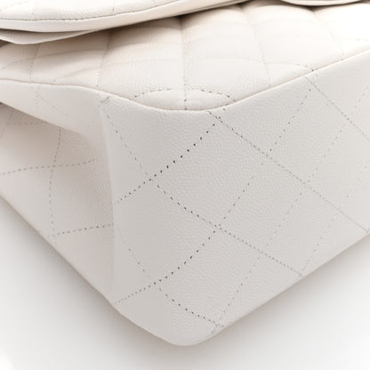 Chanel Caviar Quilted Jumbo Double Flap White 9 of 10