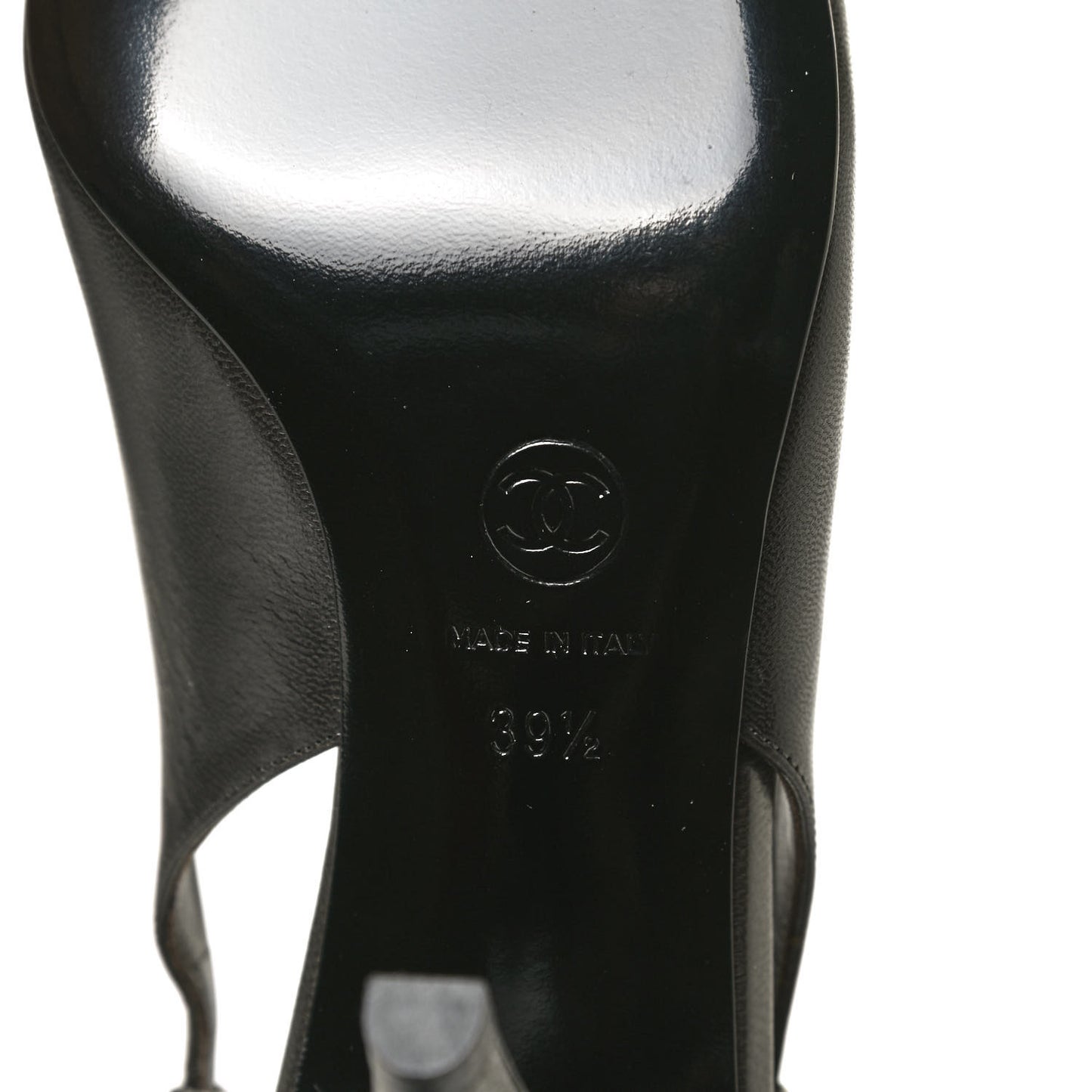 Lambskin Cap Toe CC Slingback Heels 39.5 Grey Black