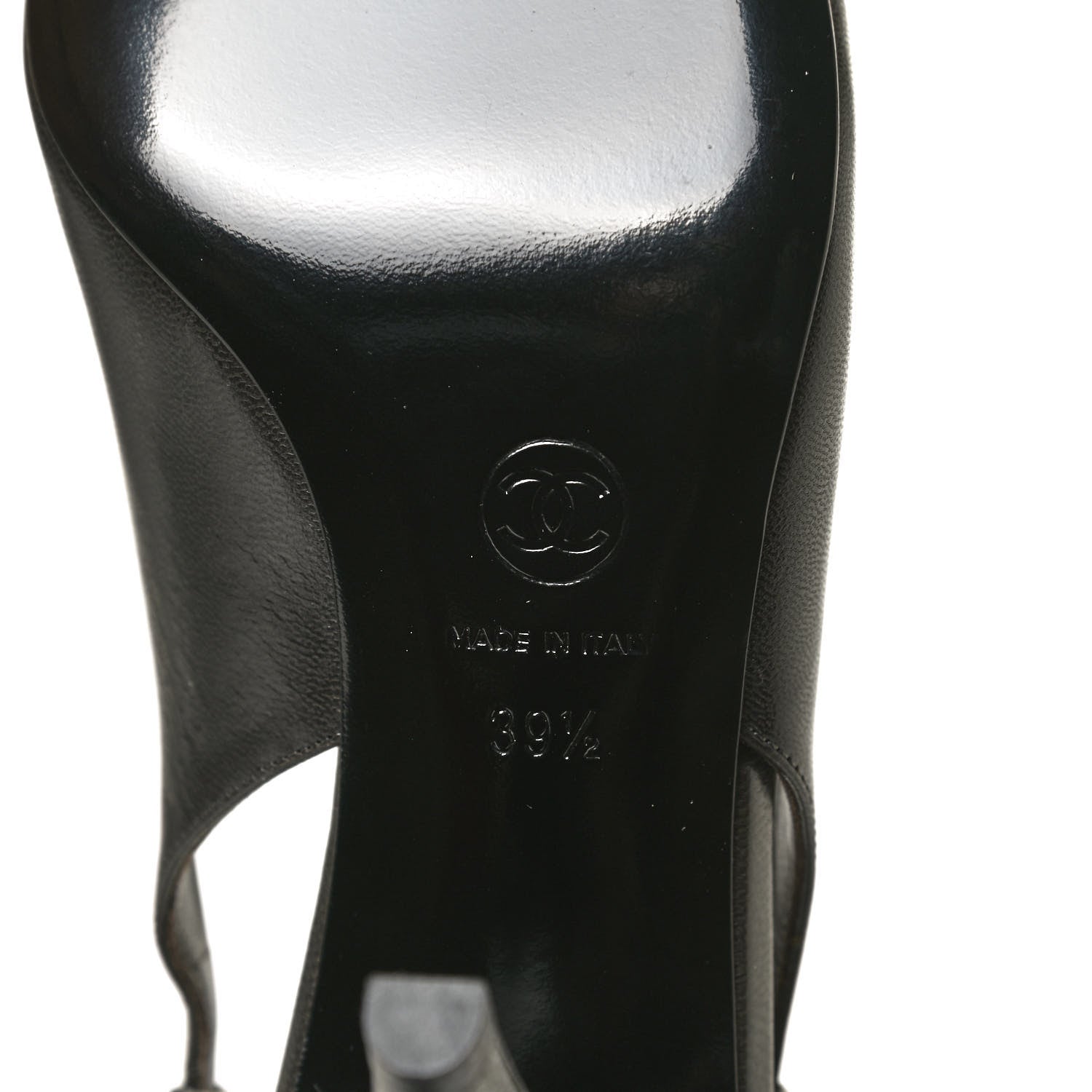 Chanel Lambskin Cap Toe CC Slingback Heels 39.5 Grey Black 9 of 11