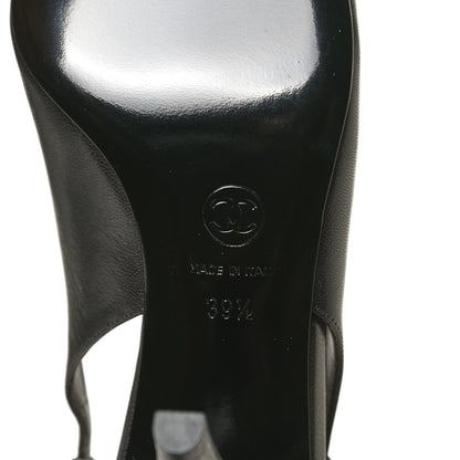 Chanel Lambskin Cap Toe CC Slingback Heels 39.5 Grey Black 9 of 11