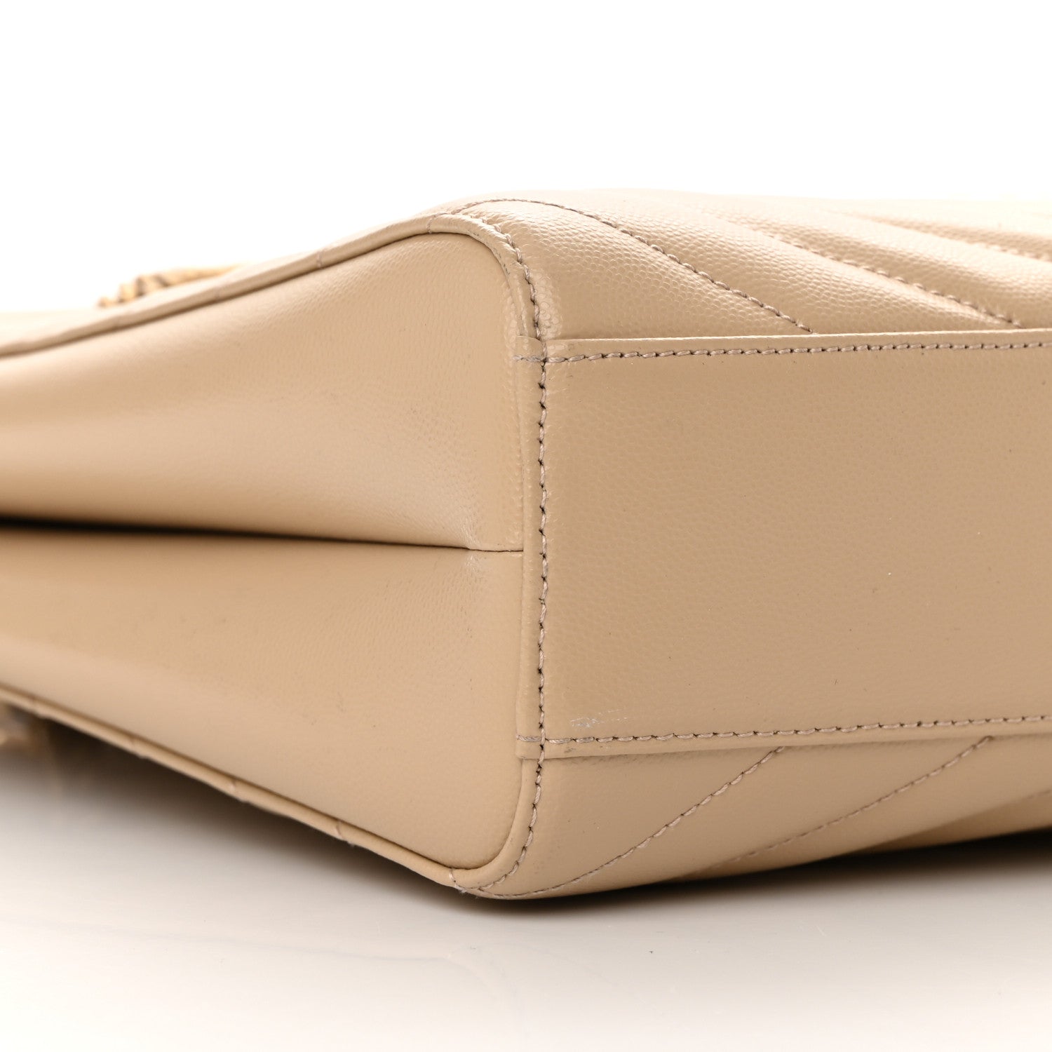 Saint Laurent Grain de Poudre Matelasse Chevron Medium Tribeca Shopping Bag Nude Powder 10 of 13