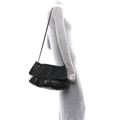Chanel Crumpled Caviar Quilted Maxi Elastic Flap Black 2 of 10
