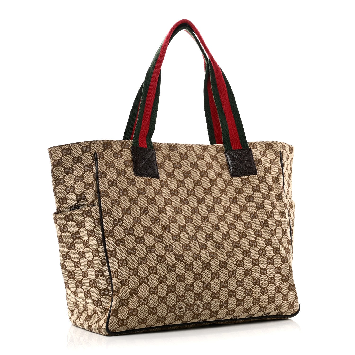 Gucci GG Monogram Medium Web Handle Double Pocket Tote Brown 3 of 10
