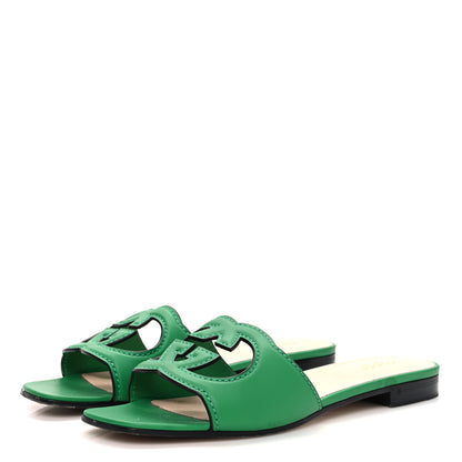 Gucci Cosmos Softy Calfskin Interlocking G Cut Out Slide Sandals 39 New Shamarock 4 of 12