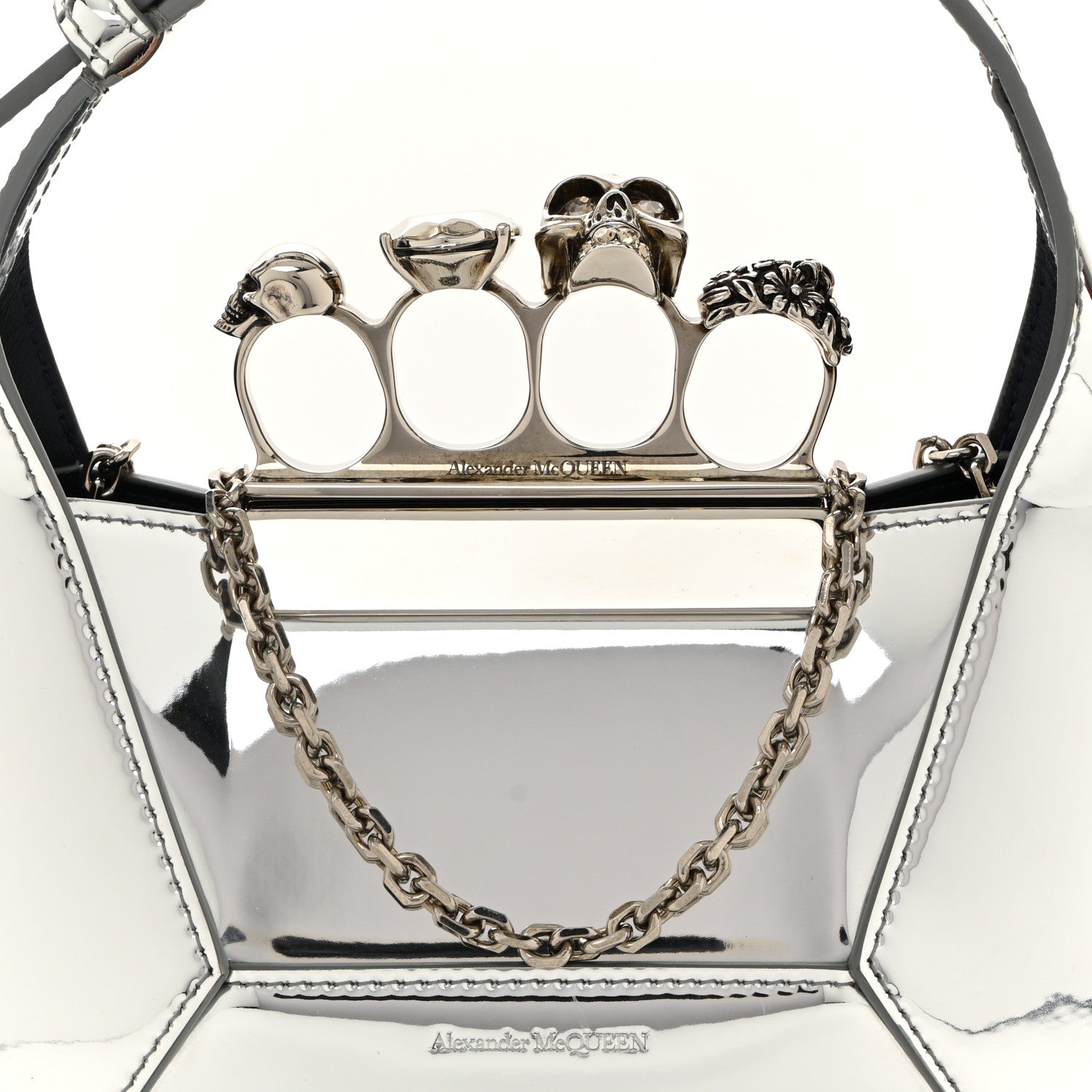 Alexander McQueen Metallic Jeweled Mini Hobo Bag Silver 8 of 11