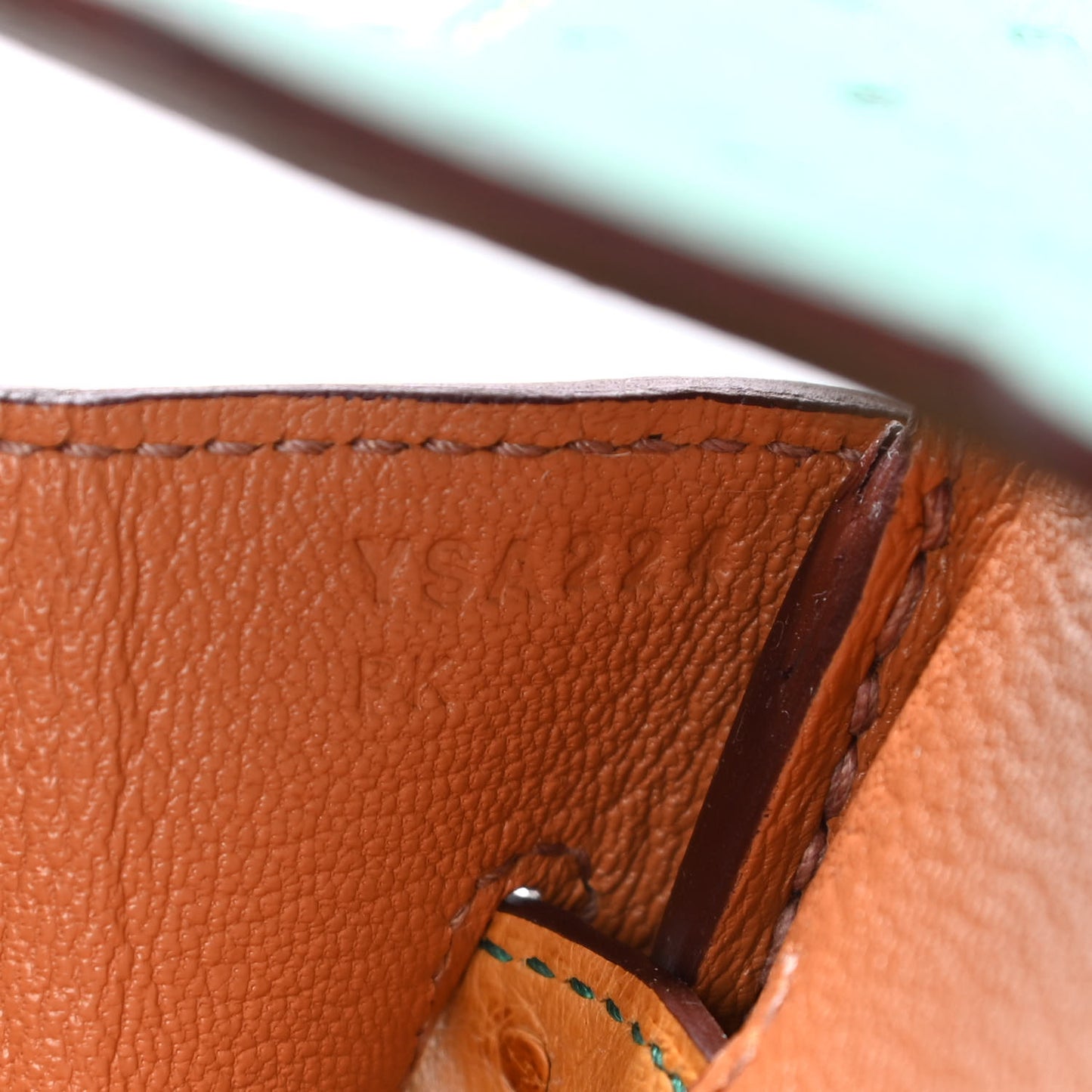 Ostrich Horseshoe Birkin 30 Vert Vertigo Safran
