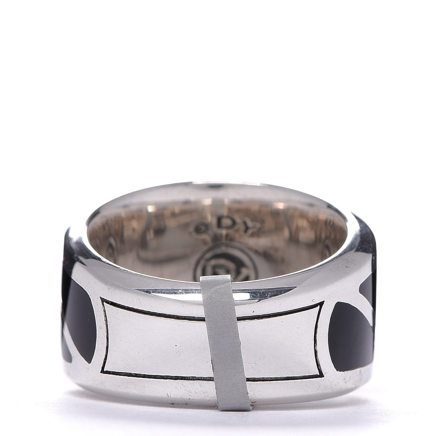 David Yurman Sterling Silver Black Onyx 16mm Graphic Cable Band Ring 62 10 2 of 3