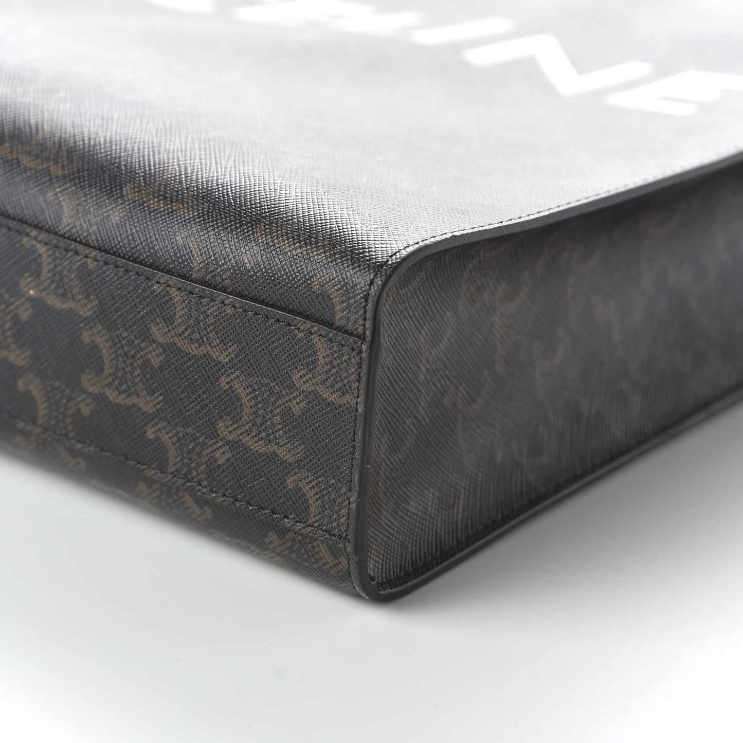 Triomphe Canvas Calfskin Small Vertical Cabas Tan
