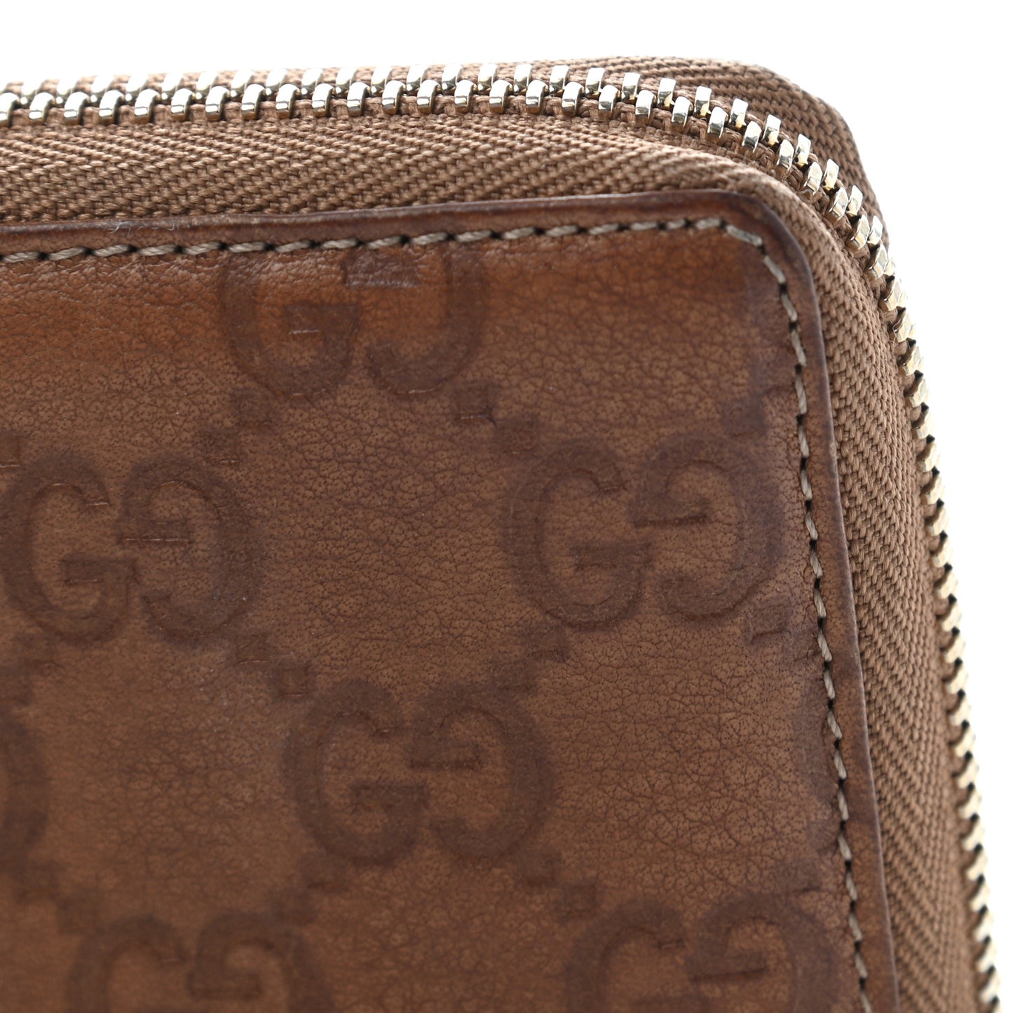 Guccissima Bamboo Tassel Zip Around Wallet Natural Brown
