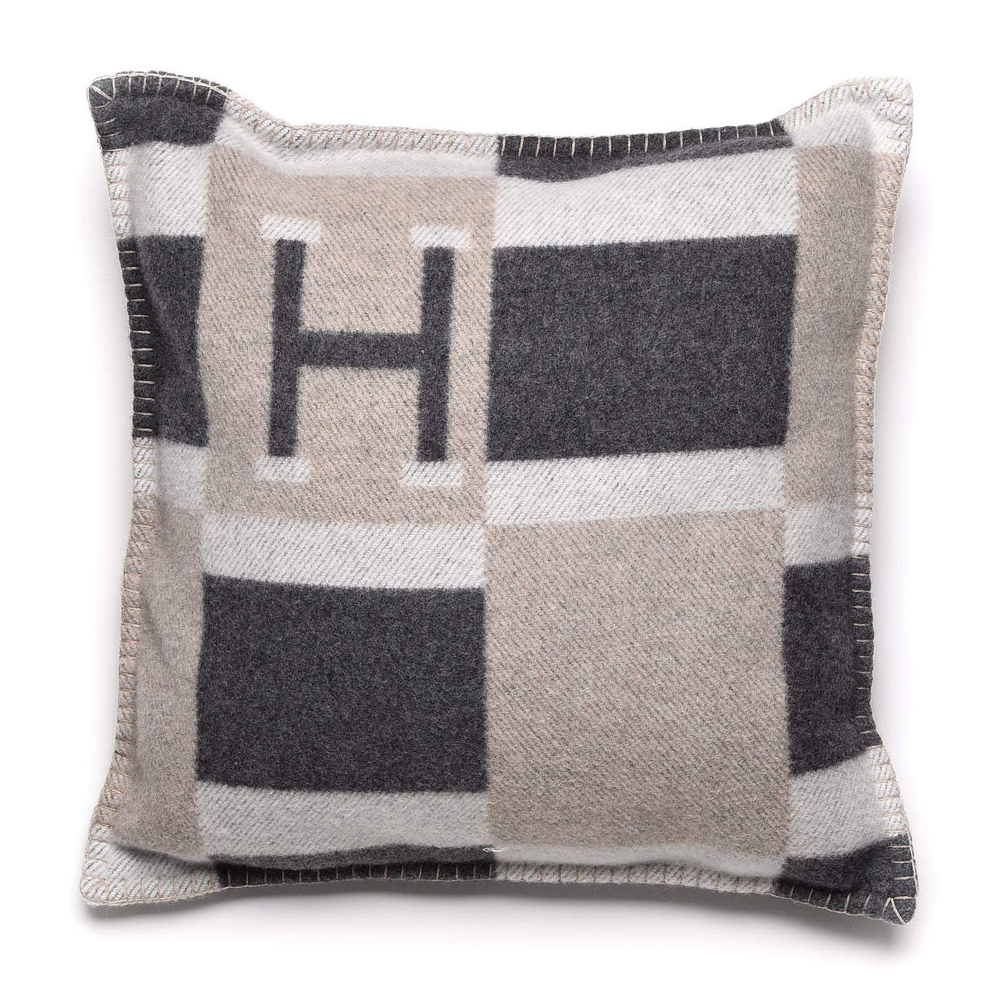 Wool Cashmere Avalon Bayadere Pillow PM Galet Ecru