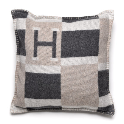 Hermes Wool Cashmere Avalon Bayadere Pillow PM Galet Ecru 3 of 4
