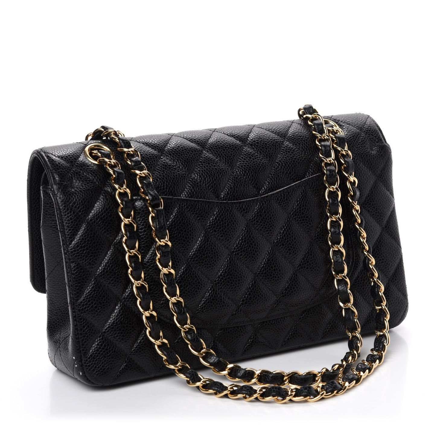 Caviar Quilted Medium Double Flap Black