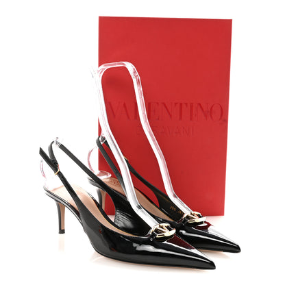 Valentino Garavani Patent Signature Vlogo Slingback 65mm Pumps 38.5 Black 10 of 10
