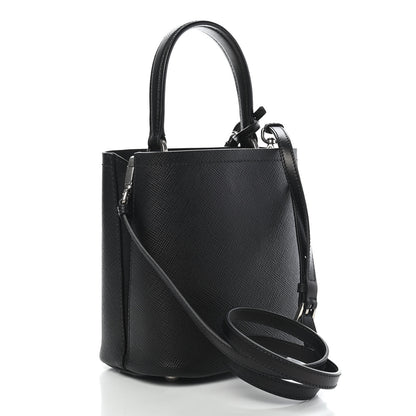 Prada Saffiano Smalto Small Panier Bucket Bag Black 2 of 7