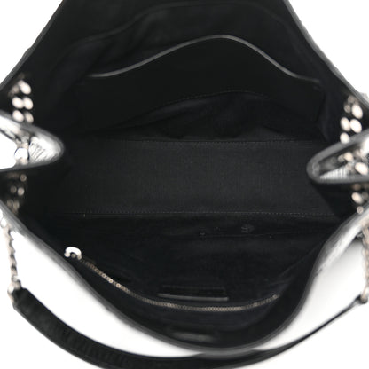 Saint Laurent Crinkled Calfskin Matelasse Monogram Medium Niki Shopper Tote Black 5 of 12