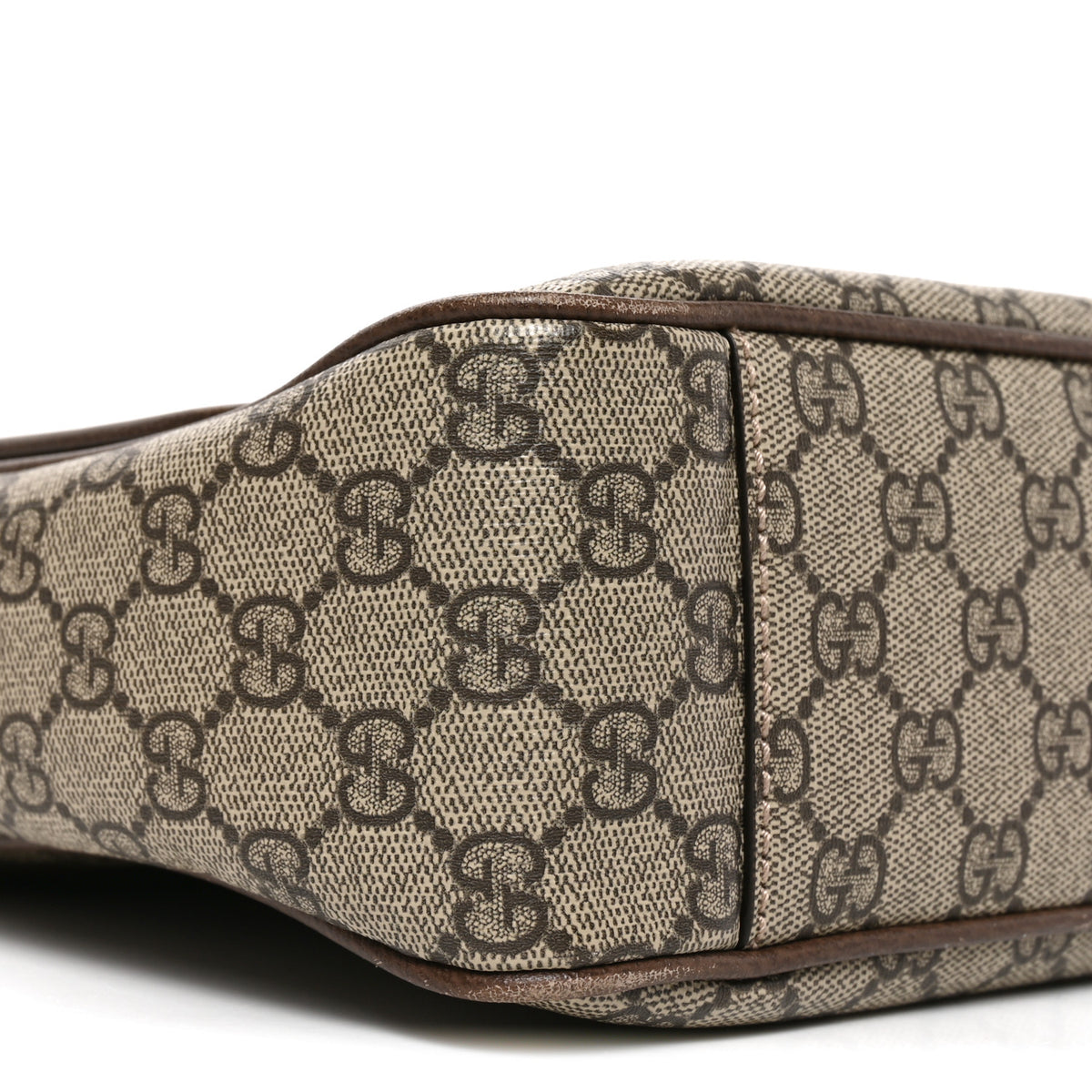 Tender GG Supreme Monogram Textured Dollar Calfskin Ophidia Messenger Bag Beige Ebony Dark Brown