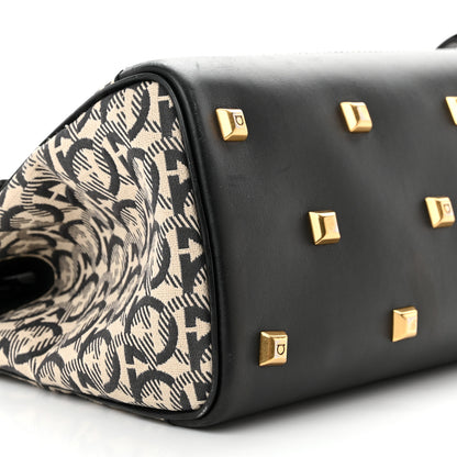 Salvatore Ferragamo Canvas Calfskin Gancini The Studio Bag Black Beige 10 of 18