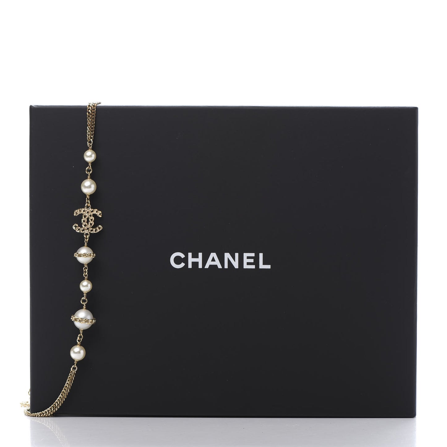Pearl Chain CC Multi Strand Necklace Gold
