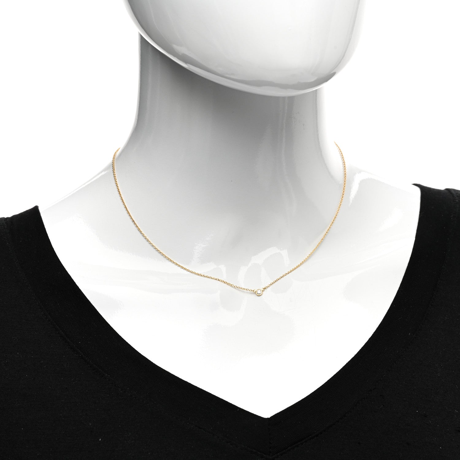 Tiffany 18K Yellow Gold Diamond .05ct Elsa Peretti Diamonds by the Yard Pendant Necklace 2 of 5