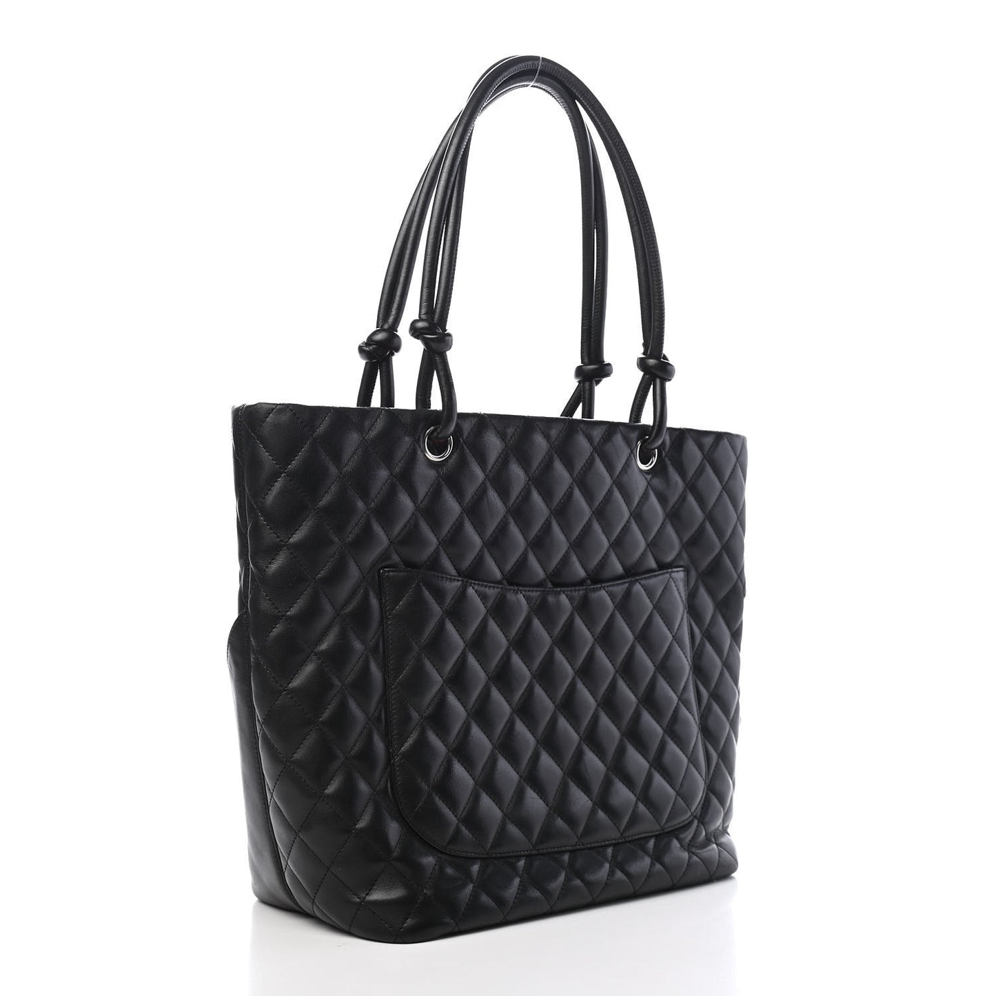 Calfskin Quilted Large Cambon Tote Black White