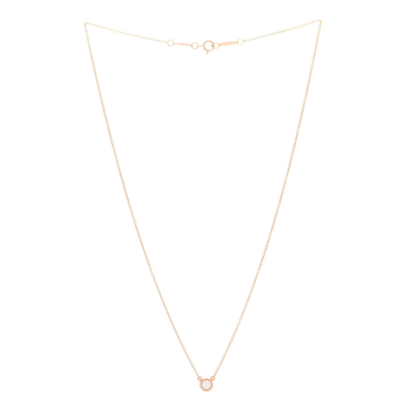 18K Rose Gold Diamond .17ct Elsa Peretti Diamonds by the Yard Pendant Necklace