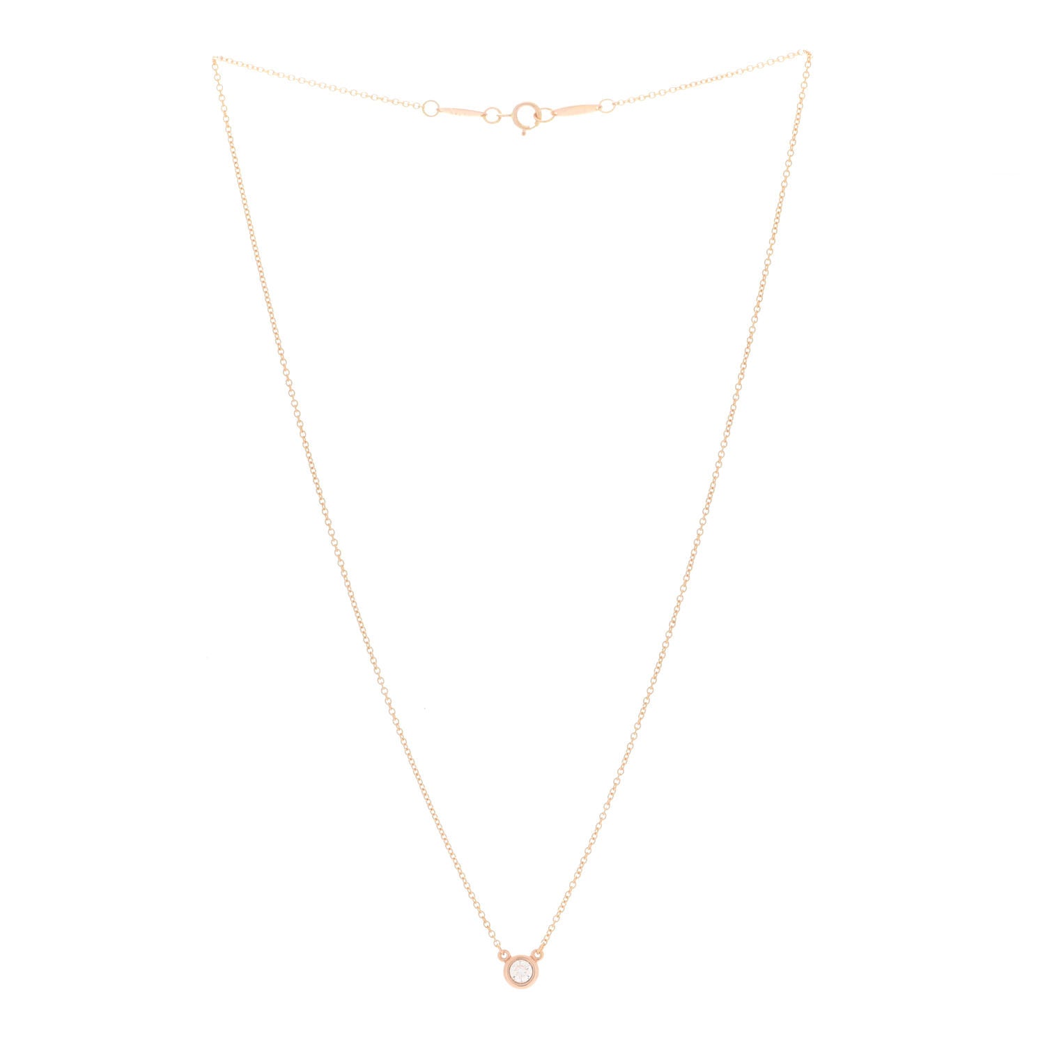Tiffany 18K Rose Gold Diamond .17ct Elsa Peretti Diamonds by the Yard Pendant Necklace 3 of 6