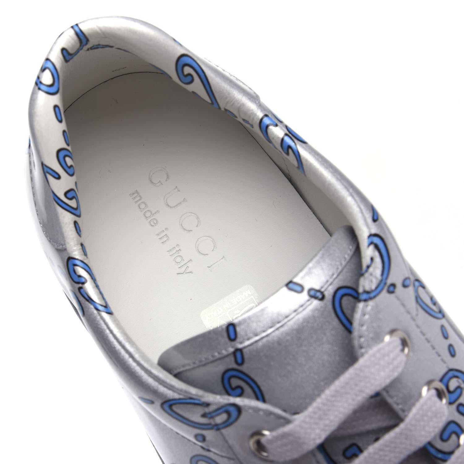 Gucci Miro Rubber Wax GucciGhost Print Mens New Ace Sneakers 10 Silver 8 of 10