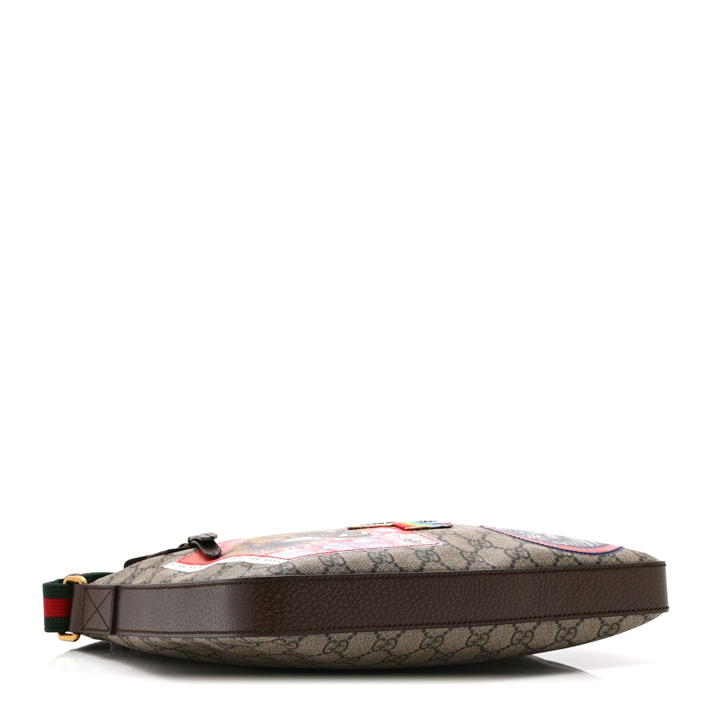 Soft GG Supreme Monogram Courrier Web Medium Flat Messenger Bag Beige New Acero Multicolor