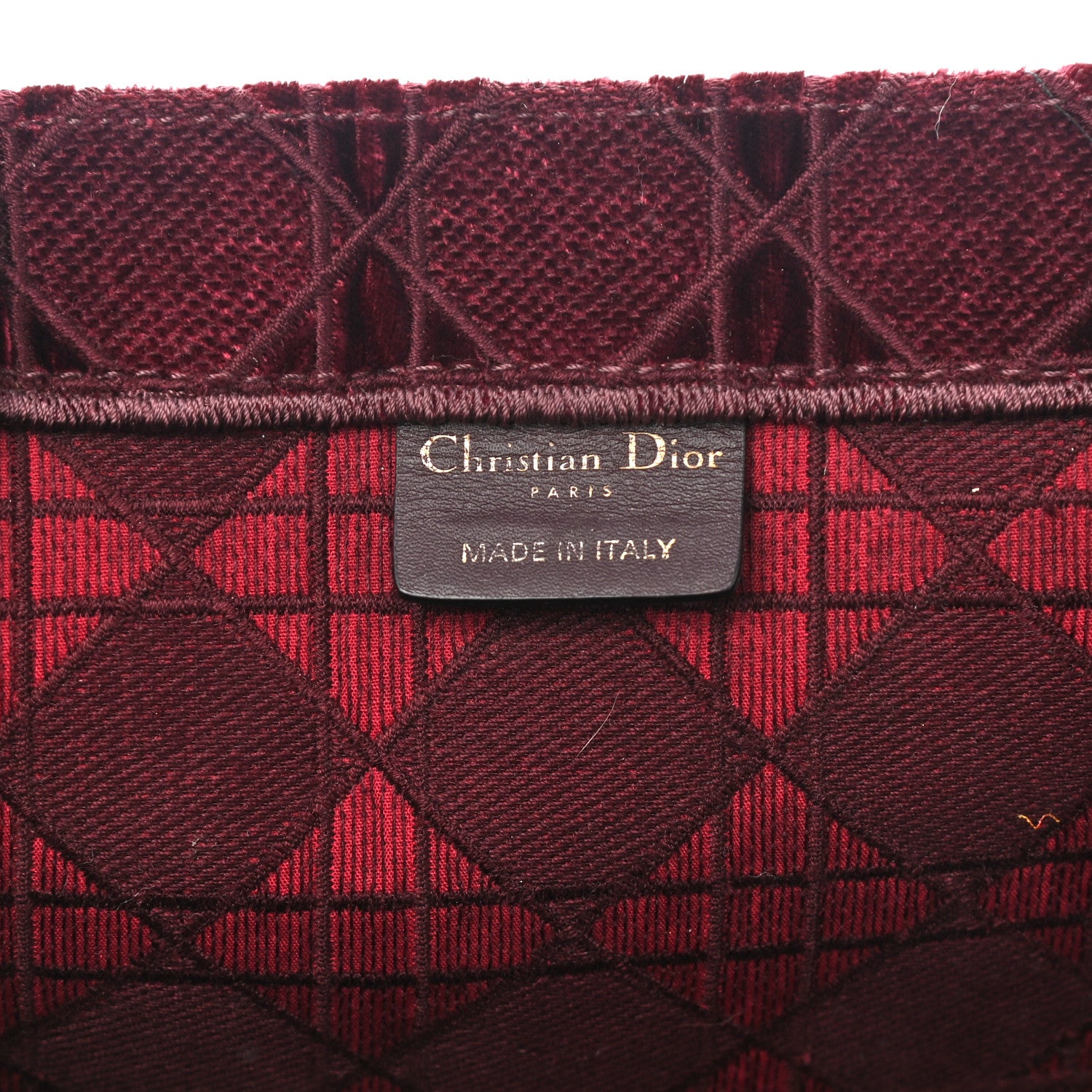 Christian Dior Velvet Cannage Large Book Tote Burgundy 6 of 11