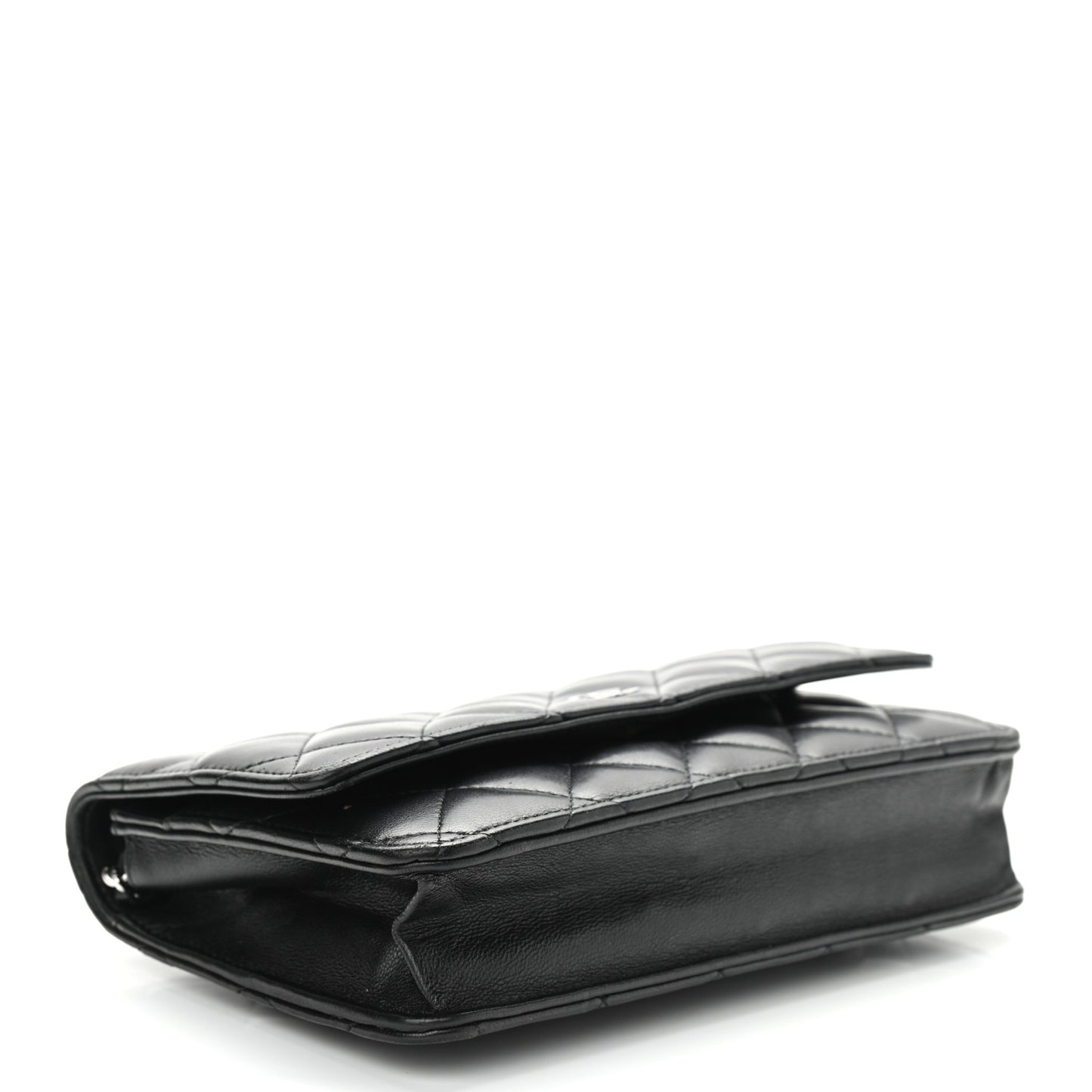 Lambskin Quilted Wallet On Chain WOC Black