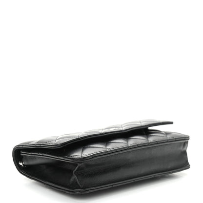 Chanel Lambskin Quilted Wallet On Chain WOC Black 4 of 12