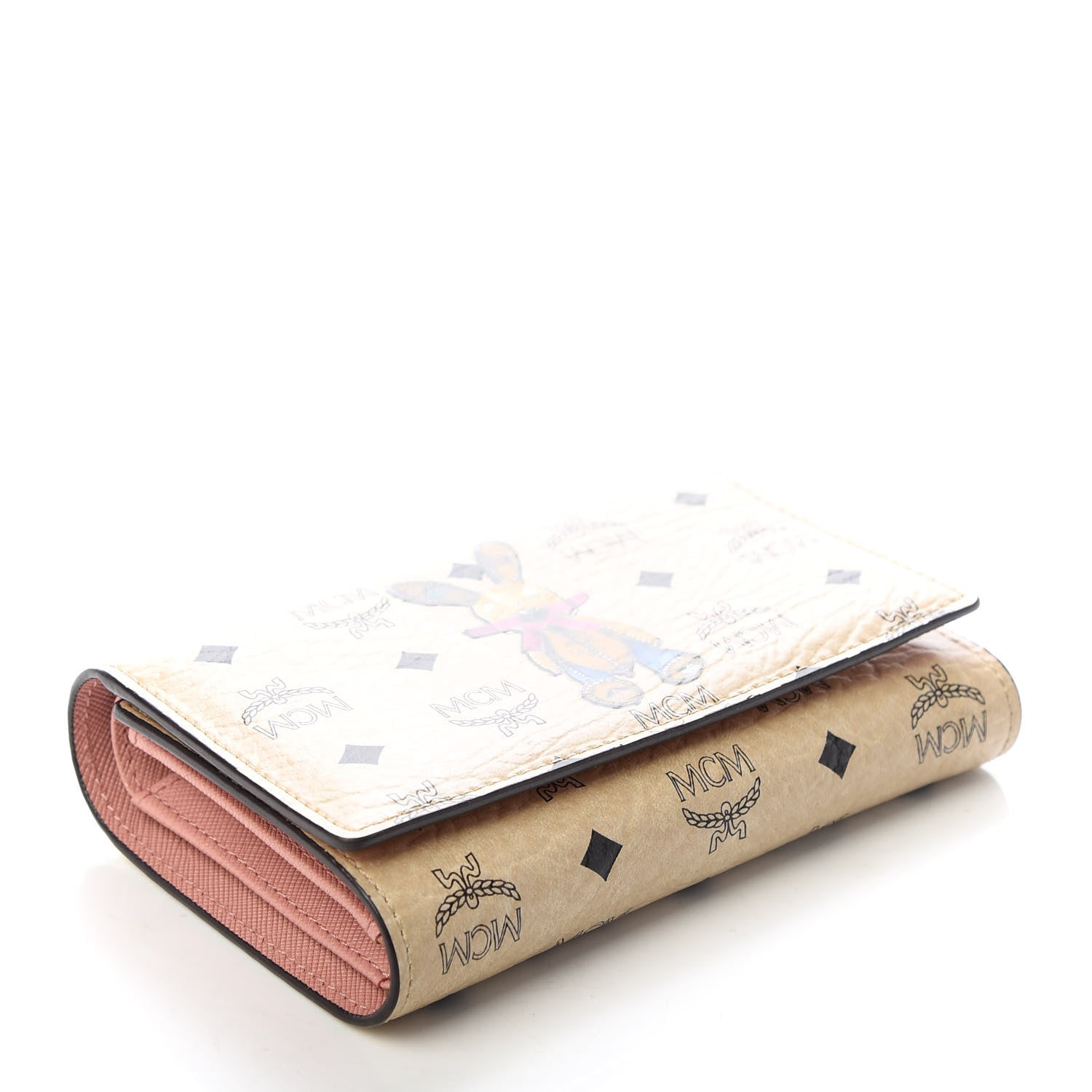 MCM Visetos Rabbit Tri-Fold Wallet Beige 4 of 8